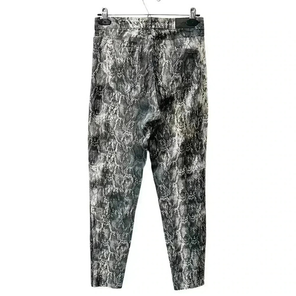 Zara Snakeskin Print Jeans High Waisted Ankle Cropped Raw Hem Grey  Cream Size 2 - Picture 4 of 16